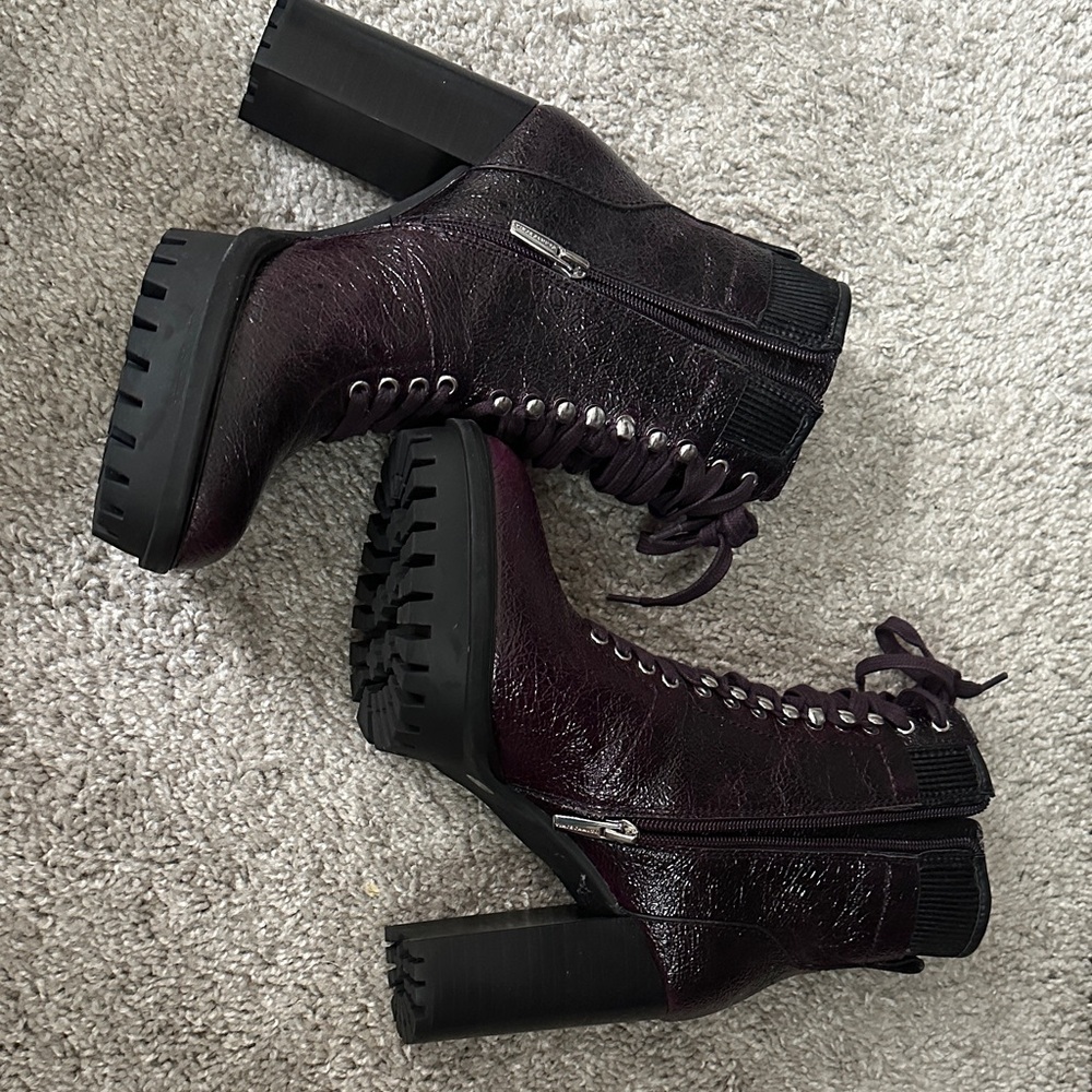 Vince Camuto Dark Purple Lace Up Beautiful Boots Brand New Never Worn. - Picture 5 of 6